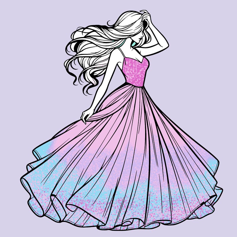 realistic woman with dress flowing in the wind