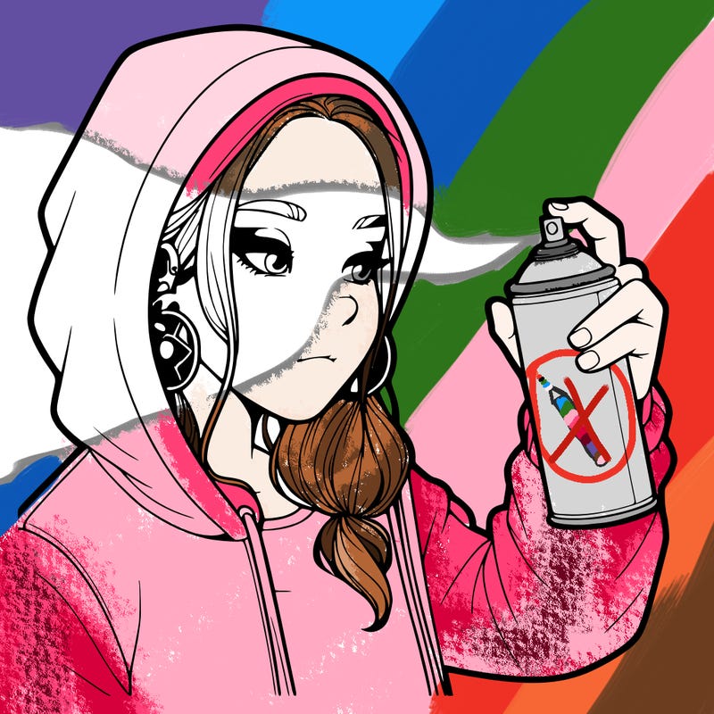 a realistic girl, spray painting