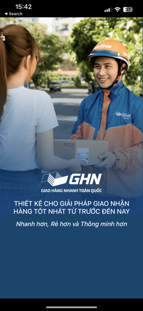 GHN - Nhanh KH - GHN express courier delivering a package to a customer