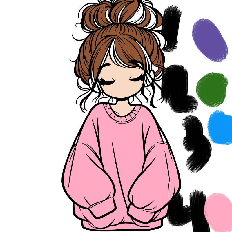 girl with baggy sweatshirt and messy bun