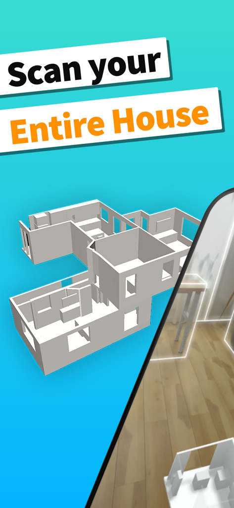 RoomPlan - Interior 3D Scanner - 3D model of a house floor plan generated by the RoomPlan interior scanner app