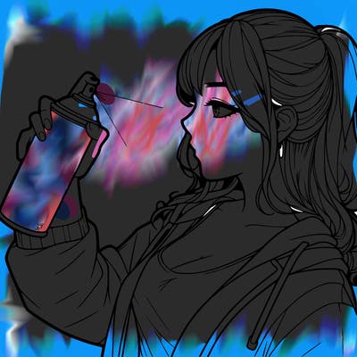 a realistic girl spray, painting