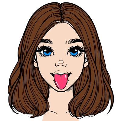 realistic girl with her tongue out
