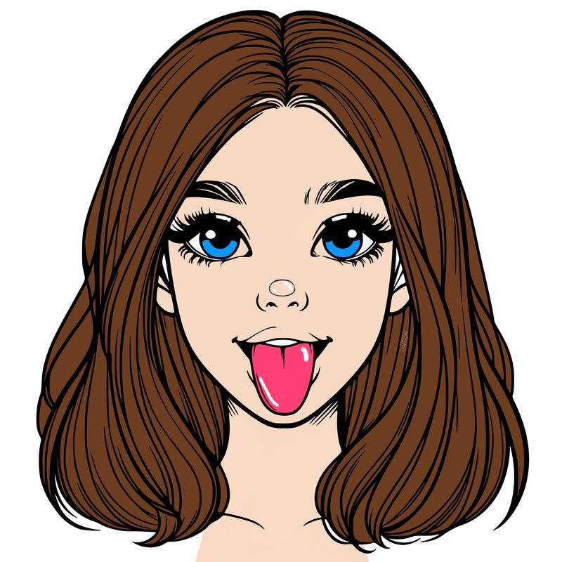 realistic girl with her tongue out