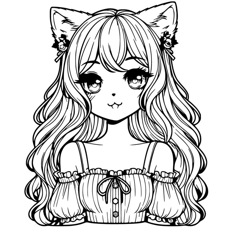 cute realistic girl with cat/fox ears