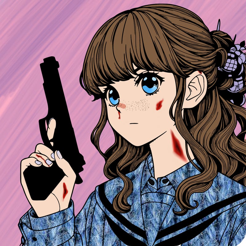 realistic manga girl with gun