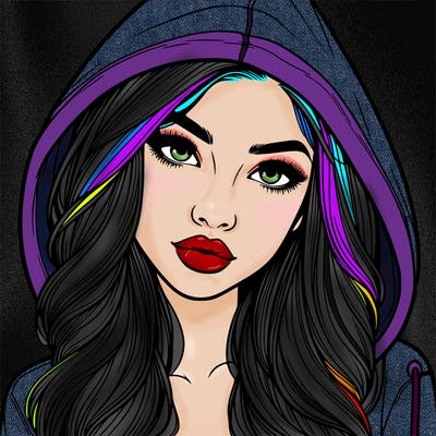 realistic beautiful girl with a hood on