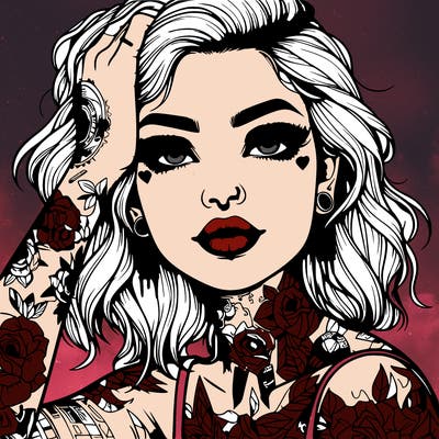 realistic girl with tattoos all over