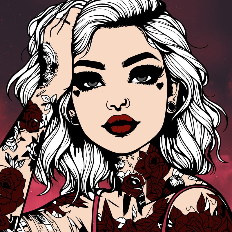 realistic girl with tattoos all over