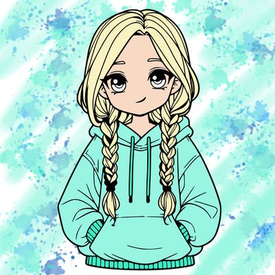 a realistic girl with a oversized hoodie and she has braids