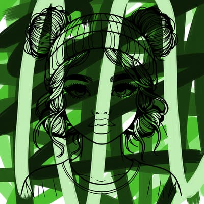 realistic girl with buns in her hair with a beanie on