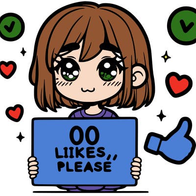 a girl with a sign saying 100 likes, please