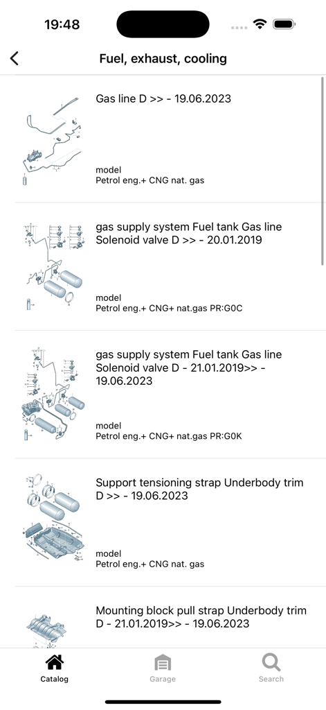 Car parts for Seat - diagrams - Technical diagrams of fuel and exhaust system parts for Seat vehicles.