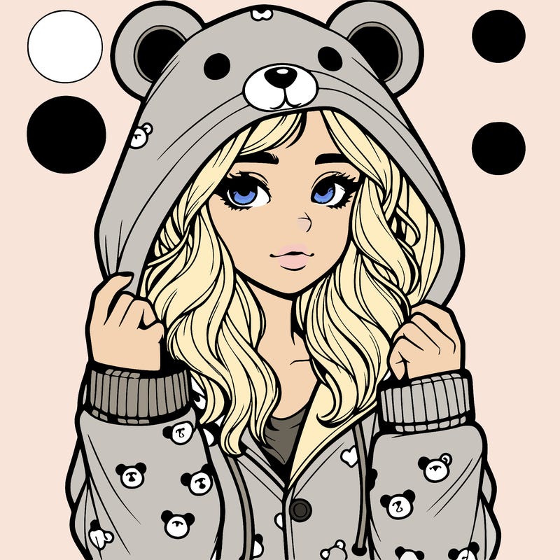 realistic girl in a animal pjs hoodie