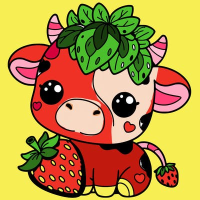 cute strawberry cow