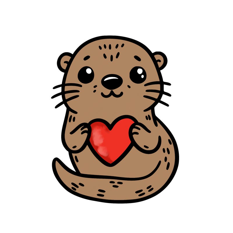 otter with a heart