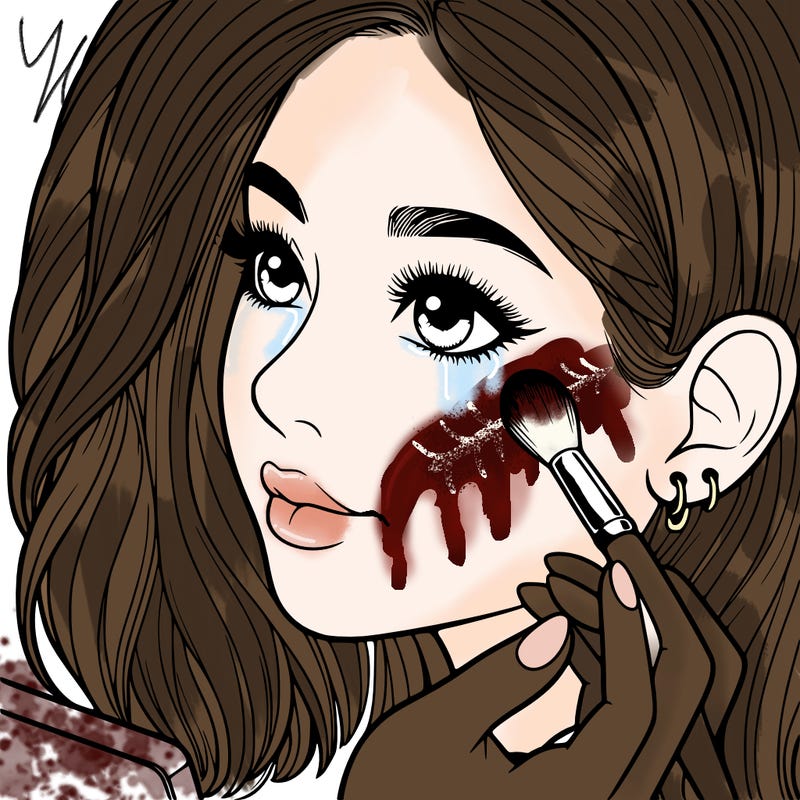 a realistic girl doing her makeup