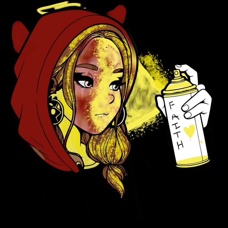 a realistic girl, spray painting