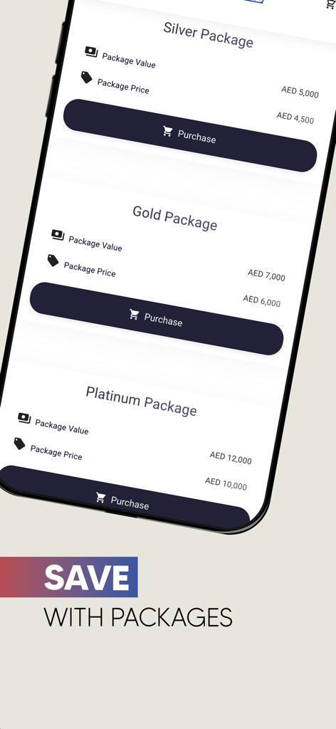 Danube Sports World - Danube Sports World mobile app screen displaying silver gold and platinum membership packages for court reservations