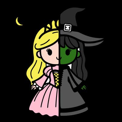 split princess and witch