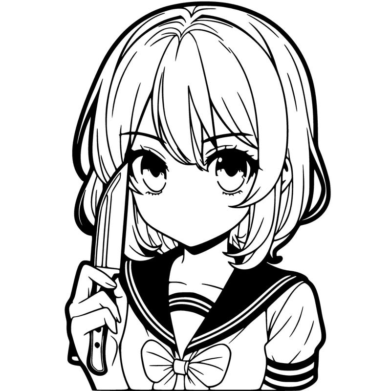 a manga girl holding a knife