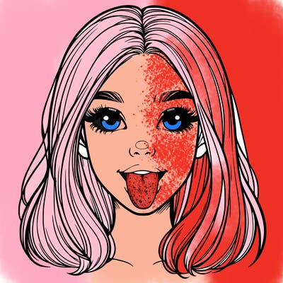 realistic girl with her tongue out