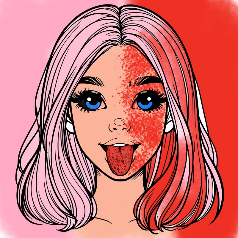 realistic girl with her tongue out