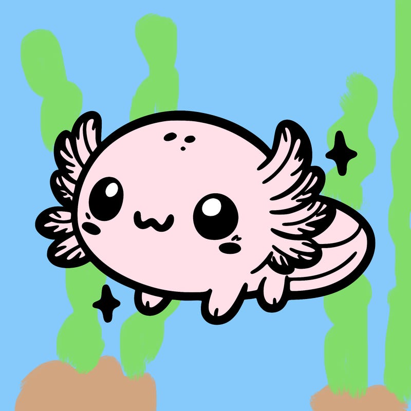 cute easy baby axolotl