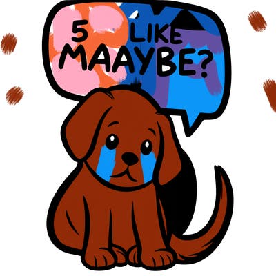 a puppy that says 5 like maybe