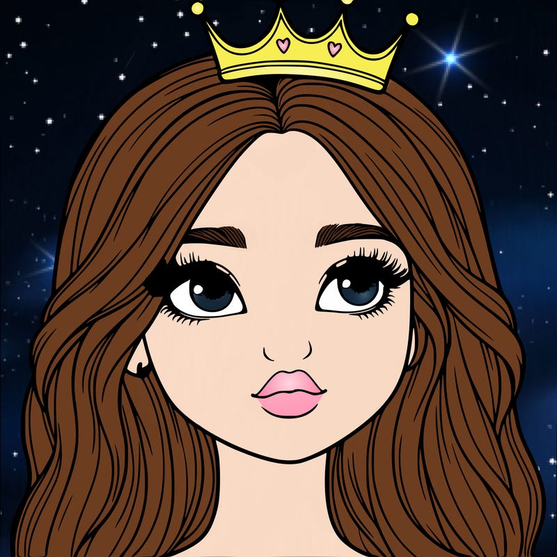 a realistic girl with a crown on