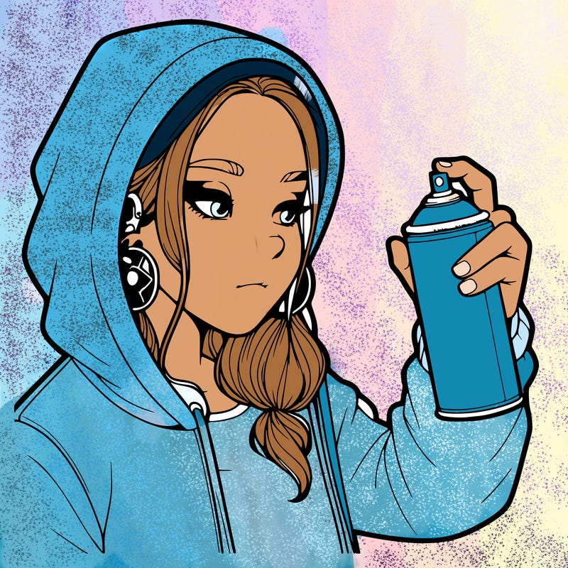 a realistic girl, spray painting
