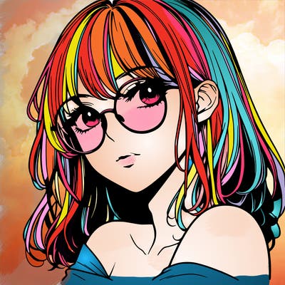 manga woman character with glasses and nice lips