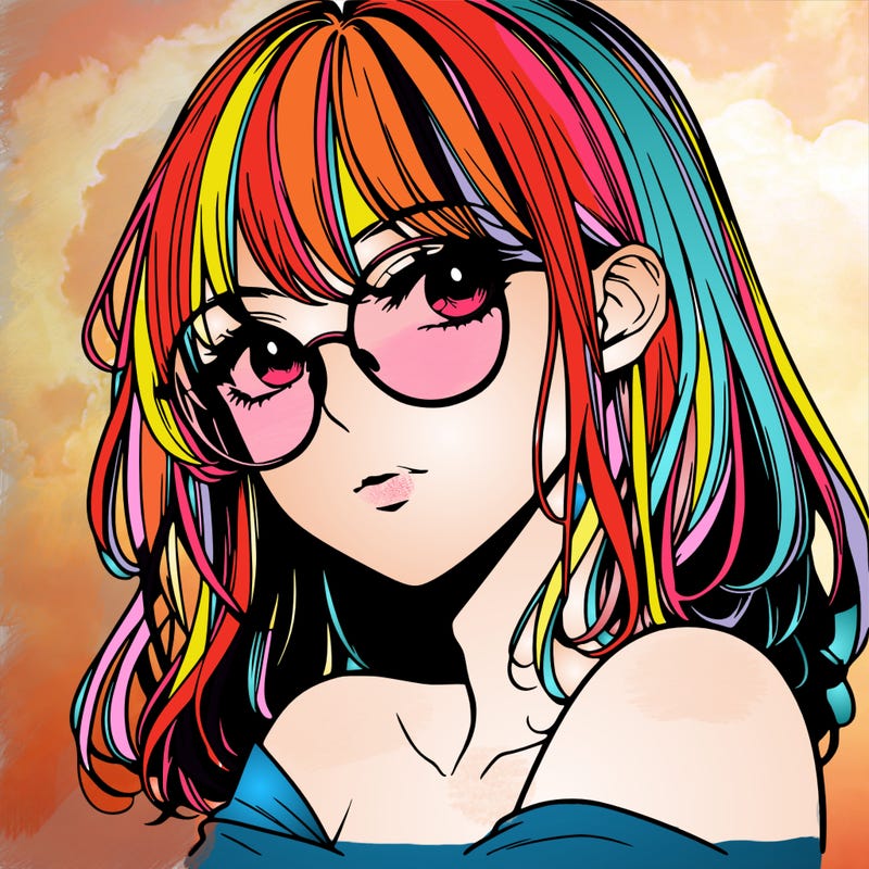 manga woman character with glasses and nice lips