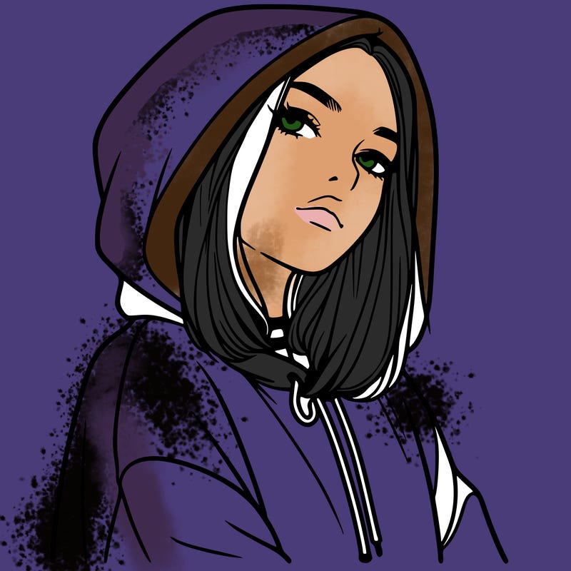 a realistic girl in a hoodie