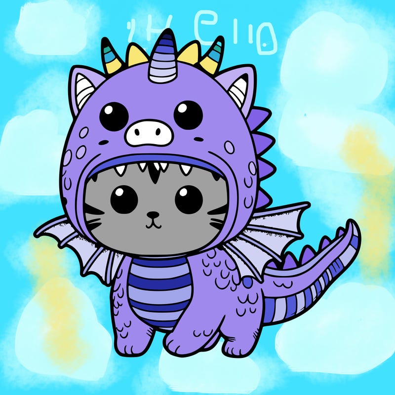 cat dressed up as a dragon