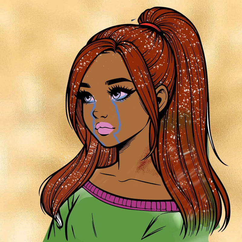 realistic girl with a high ponytail