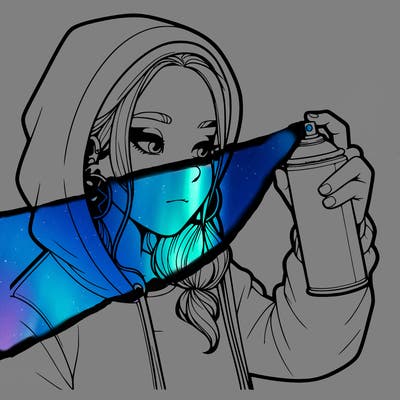 a realistic girl, spray painting