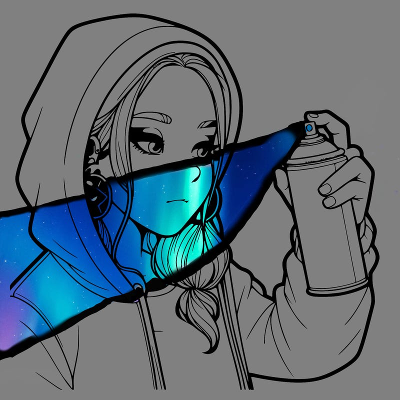 a realistic girl, spray painting