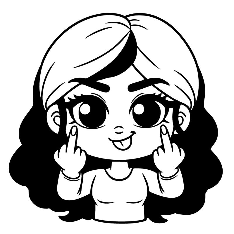 cute girl sticking up the middle finger