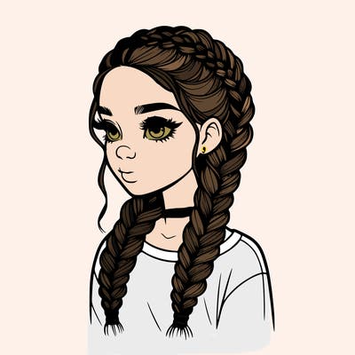 realistic girl with braids