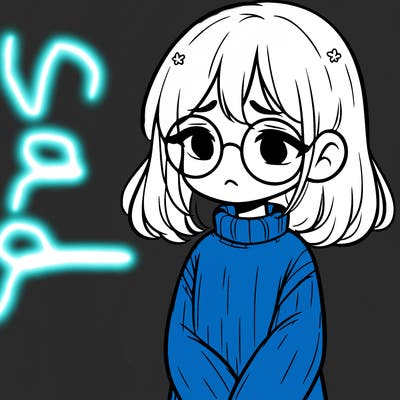 sad girl with glasses in a sweater