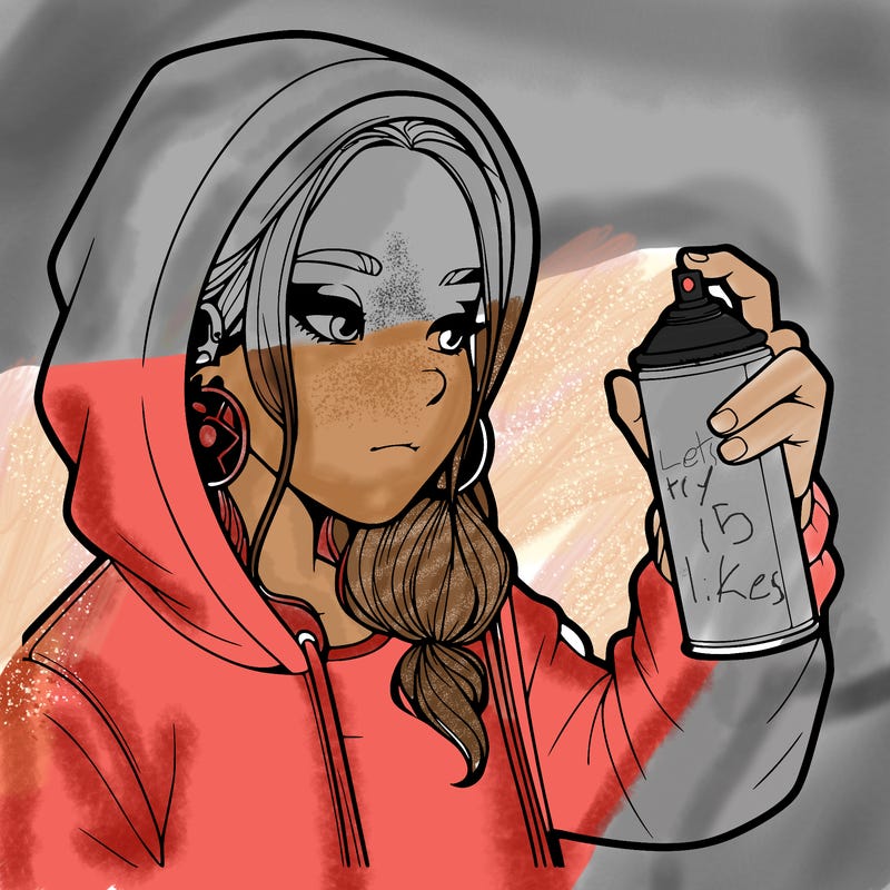 a realistic girl, spray painting