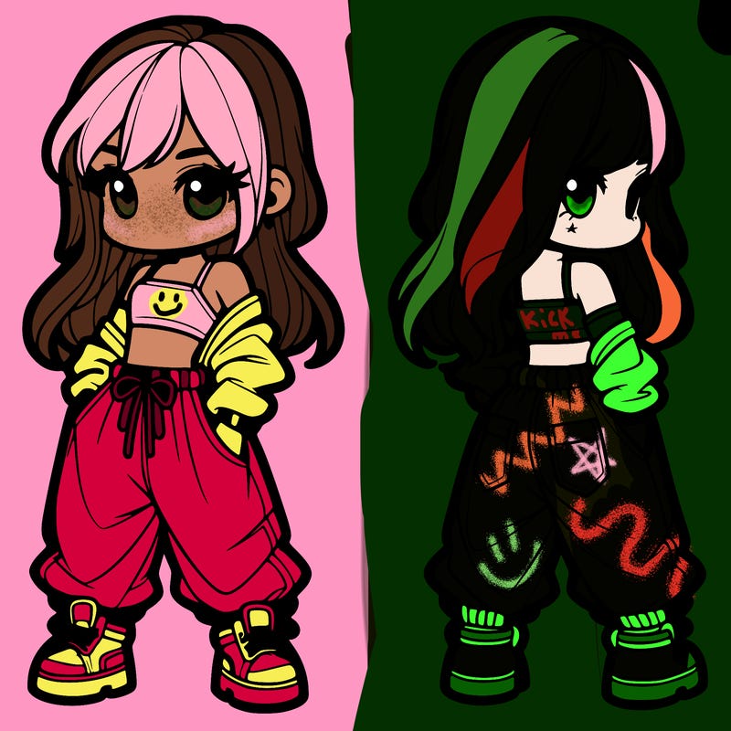 girl in crop top and baggy pants