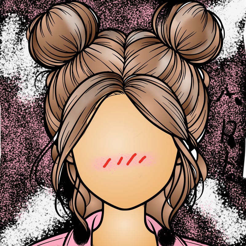 realistic girl with buns on the top of her hair