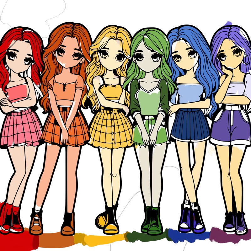 a group of girls realistic