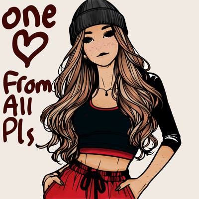 realistic beautiful girl wearing beanie sweatpants and higher neck crop top