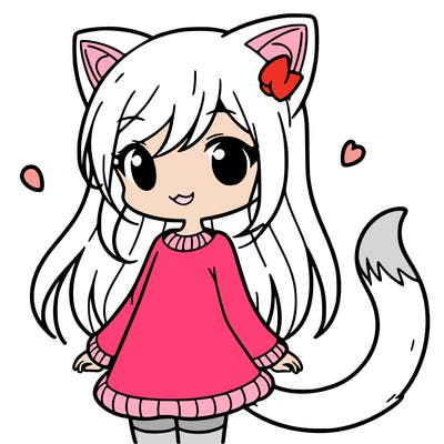 girl with cat ears and tail