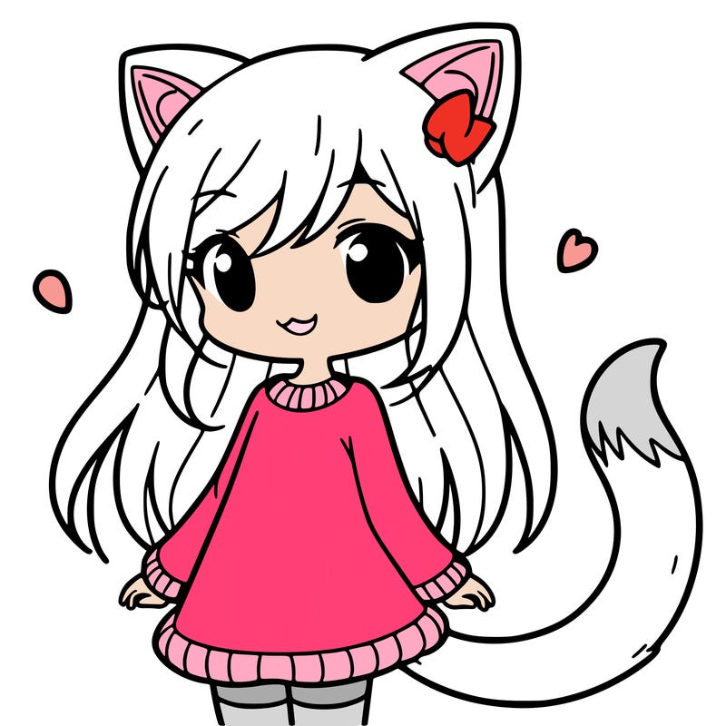 girl with cat ears and tail