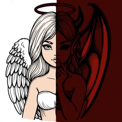 realistic angel half demon