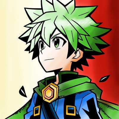 anime boy with spiky hair and hero clothes